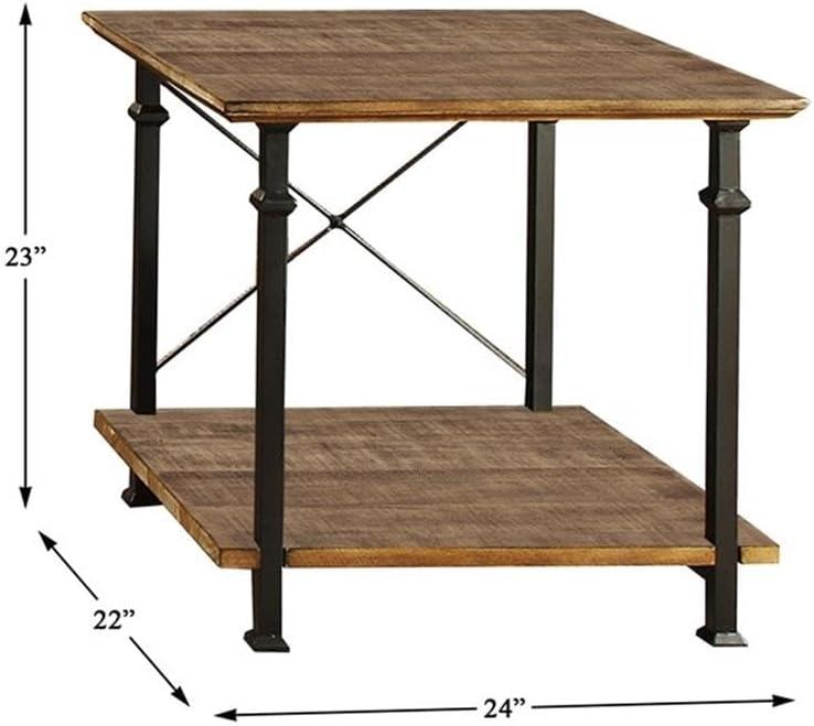 Homelegance Rustic Modern Wood Metal Living Room Corner Side End Table, Black