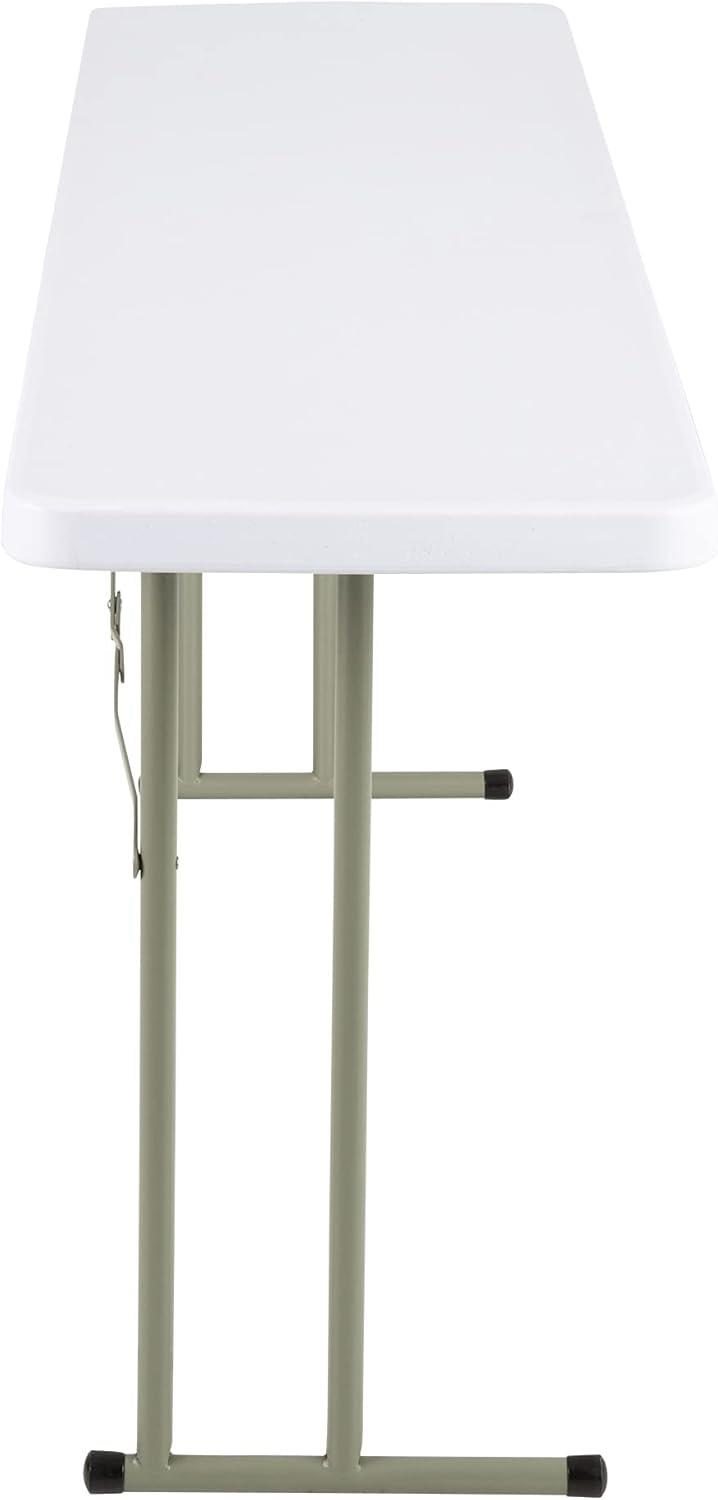 Norwood Commercial Furniture 8 ft Multipurpose Indoor Outdoor Heavy Duty Portable Blow Molded Plastic Folding Training Seminar Table 18" W x 96" L White