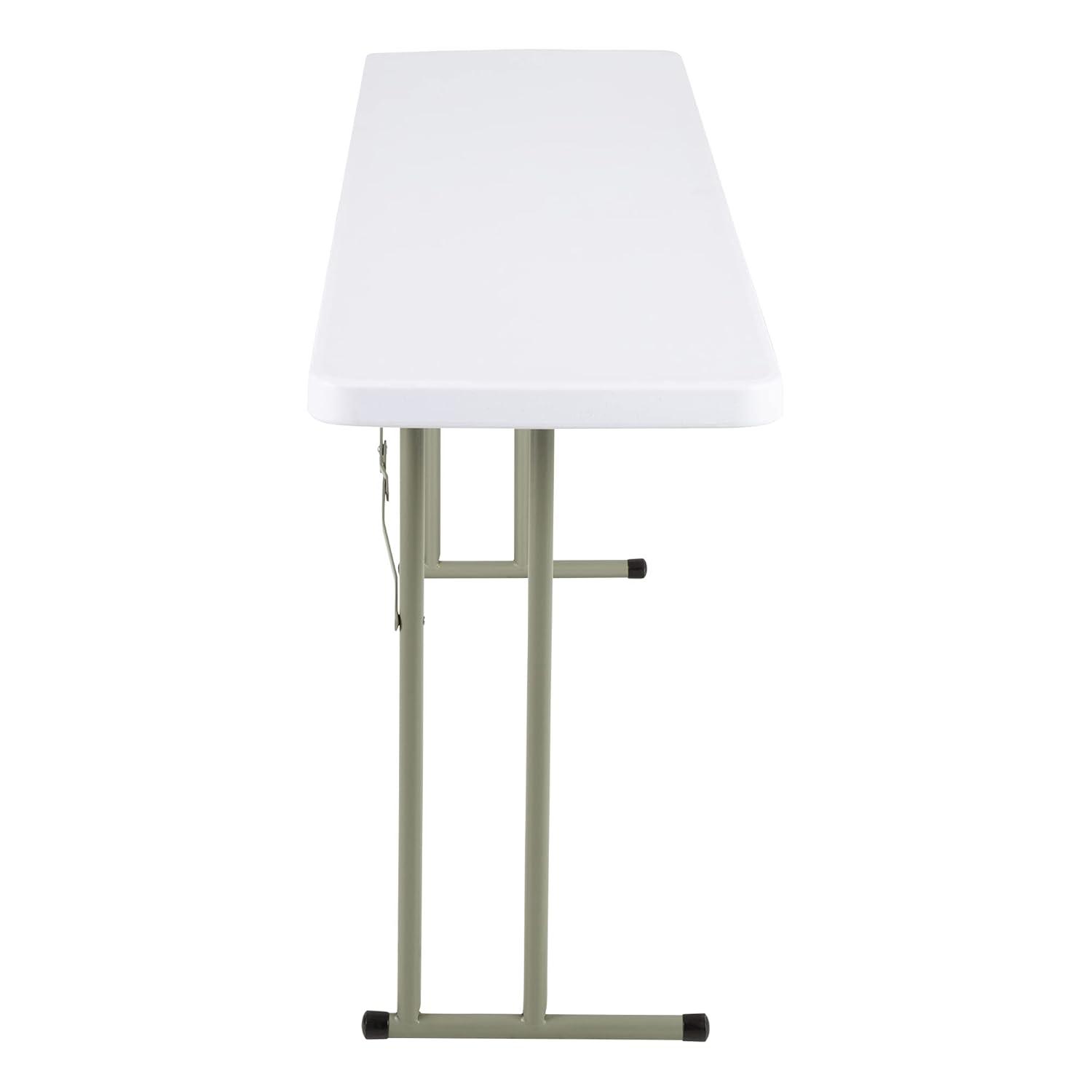 Norwood Commercial Furniture 8 ft Multipurpose Indoor Outdoor Heavy Duty Portable Blow Molded Plastic Folding Training Seminar Table 18" W x 96" L White
