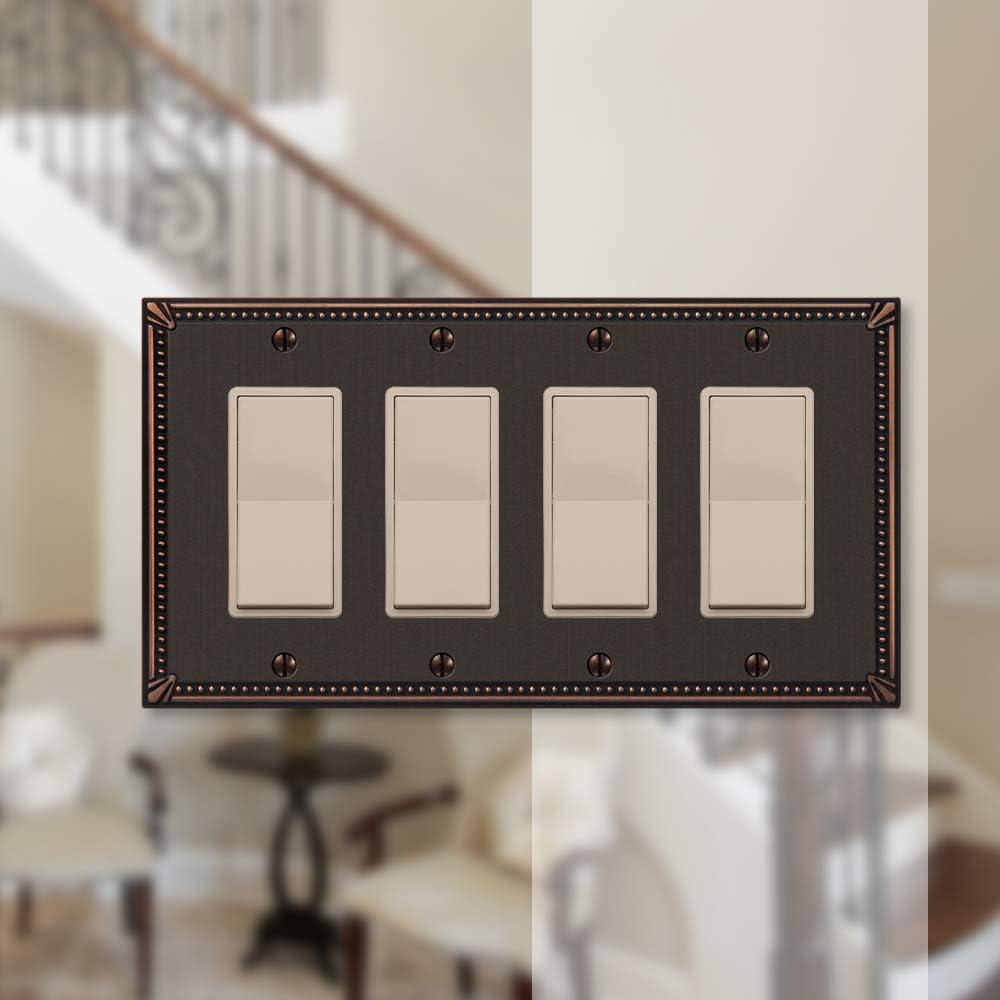 Amerelle 74R4DB Moderne Wallplate 4 Rocker Cast Metal Aged Bronze 1-Pack