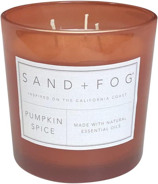 Sand + Fog Scented Candles - Pumpkin Spice - Additional Scents and Sizes - 3 Wicks 100% Cotton Lead-Free - Luxury Air Freshening Jar Candles - Perfect Home Decor - 21 oz