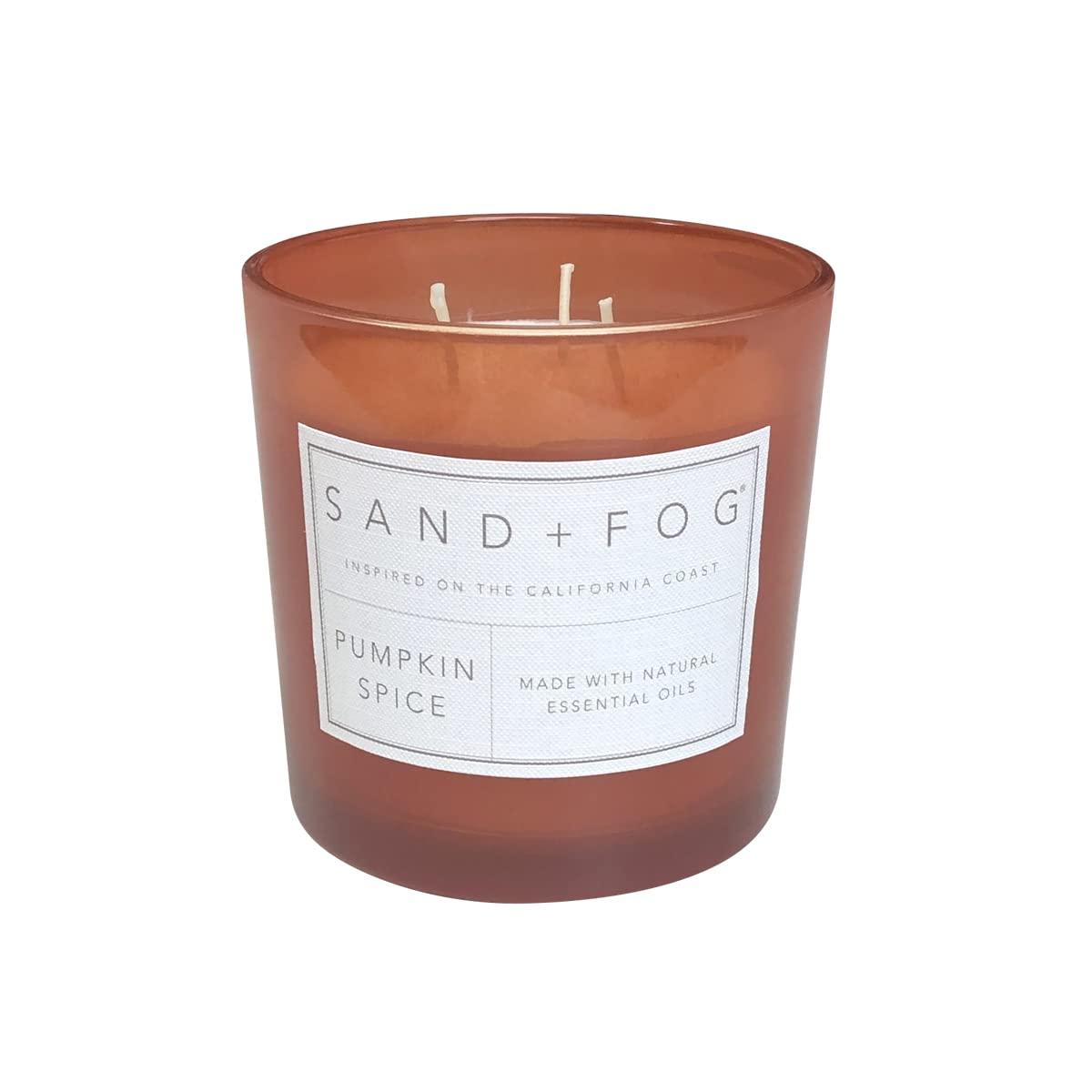Sand + Fog Scented Candles - Pumpkin Spice - Additional Scents and Sizes - 3 Wicks 100% Cotton Lead-Free - Luxury Air Freshening Jar Candles - Perfect Home Decor - 21 oz
