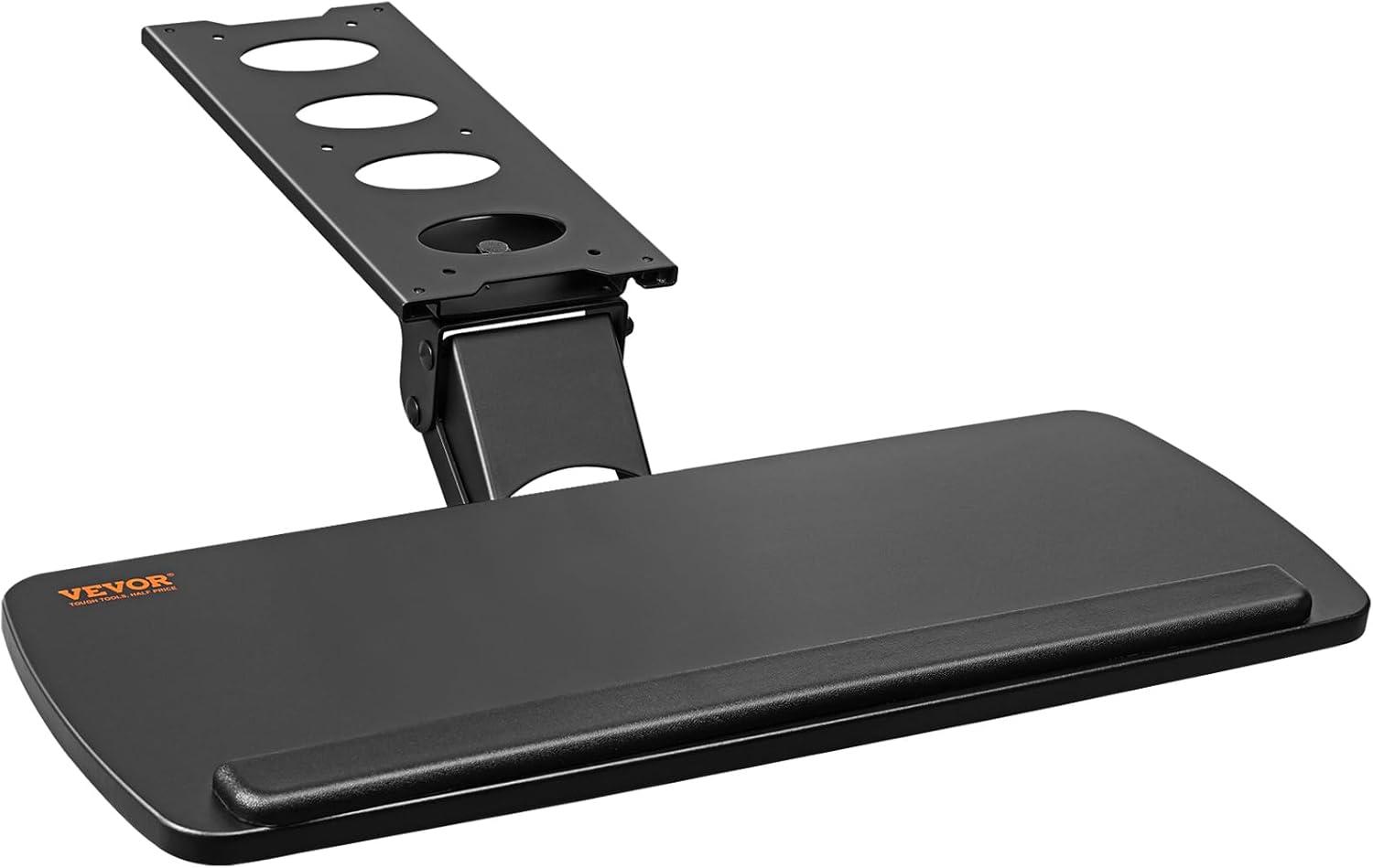 Keyboard Tray under Desk Adjustable Height, Height and Angle Adjustable under Desk Keyboard Tray Slide out, Large 25x9.8 inch Keyboard Holder under Desk for Typing in Home, Office Work