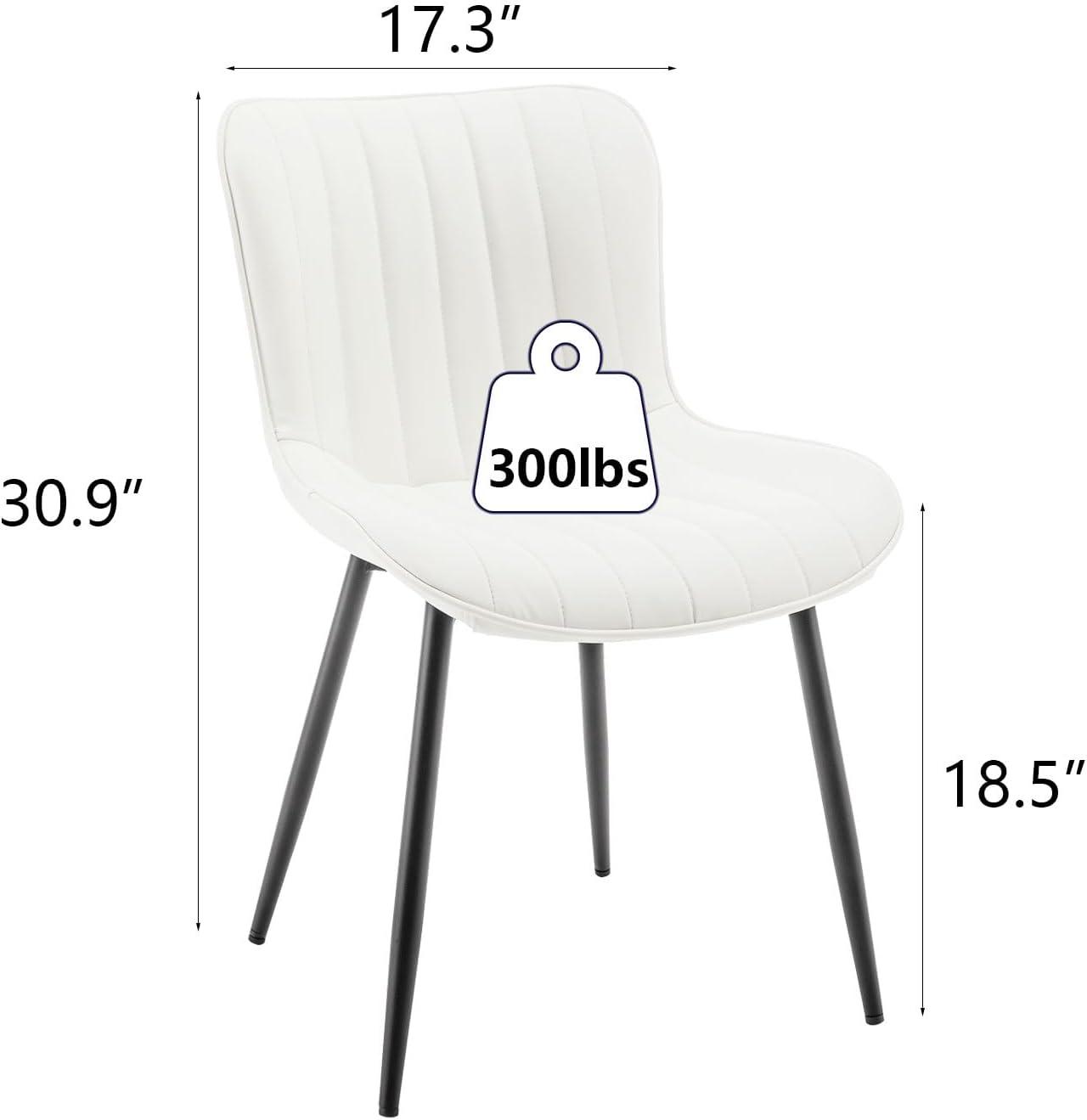 Modern Upholstered Leather Armless Dining Chairs Set of 2 White