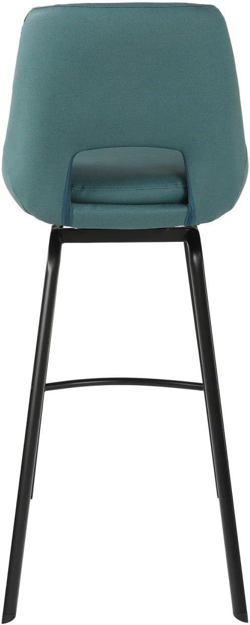 Carise 30" Blue Faux Leather Swivel Bar Stool with Black Metal Frame