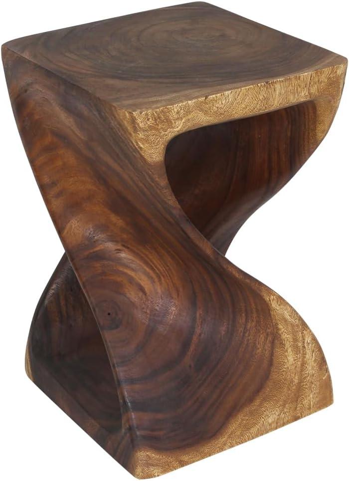 Haussmann® Wood Twist End Table 15 x 15 x 23 inch High Walnut Oil