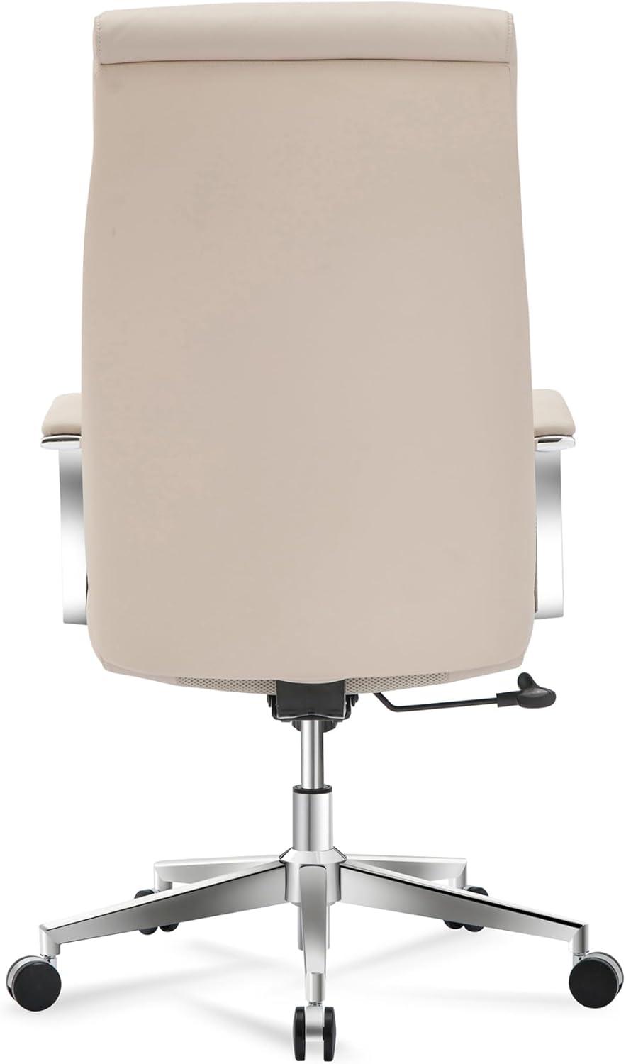 Orren Ellis Vegan Leather High-Back Executive Office Chair, Sand/Chrome, S