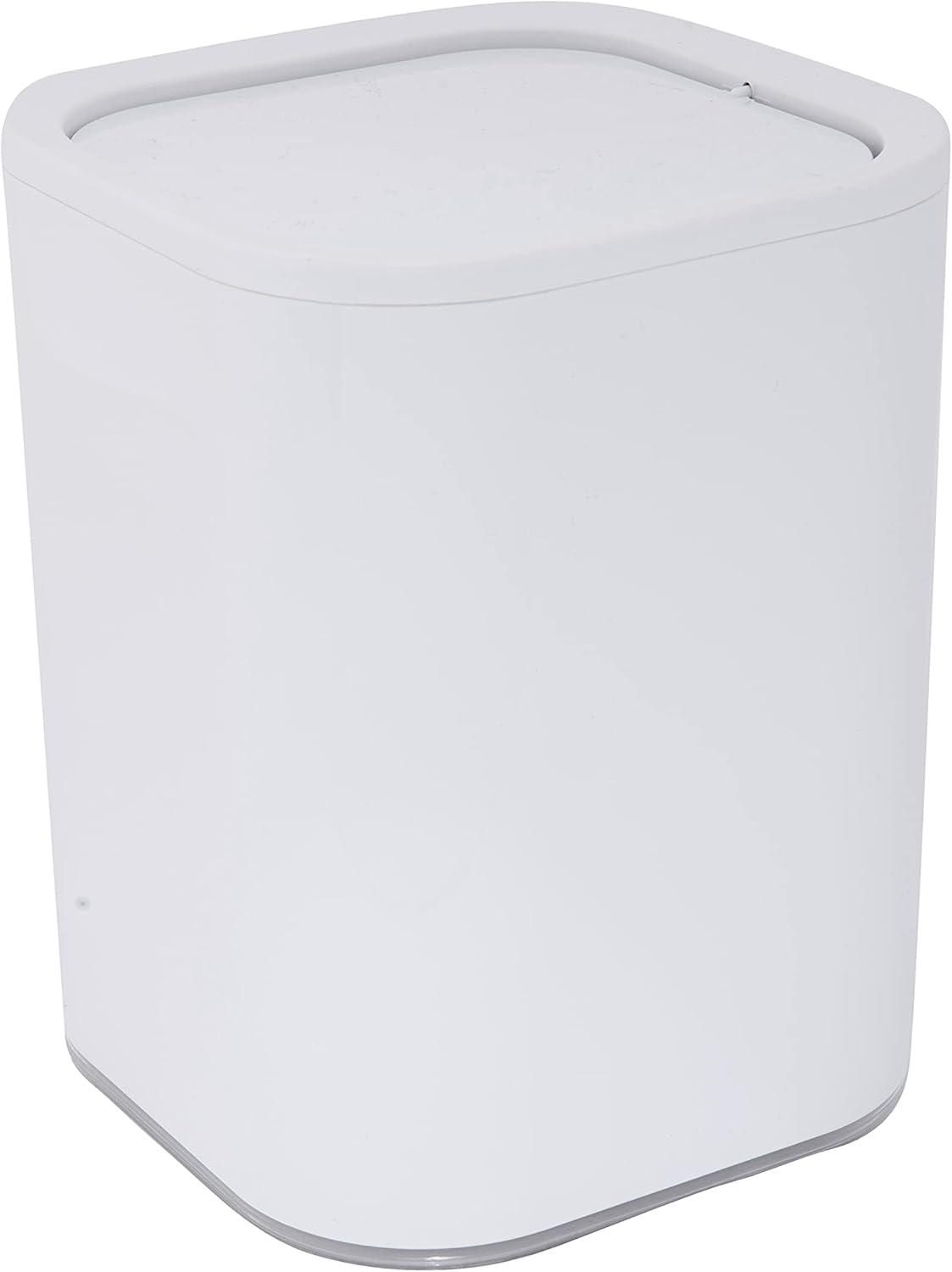Acrylic Square with Rounded Edges Bathroom Waste Basket White - Bath Bliss