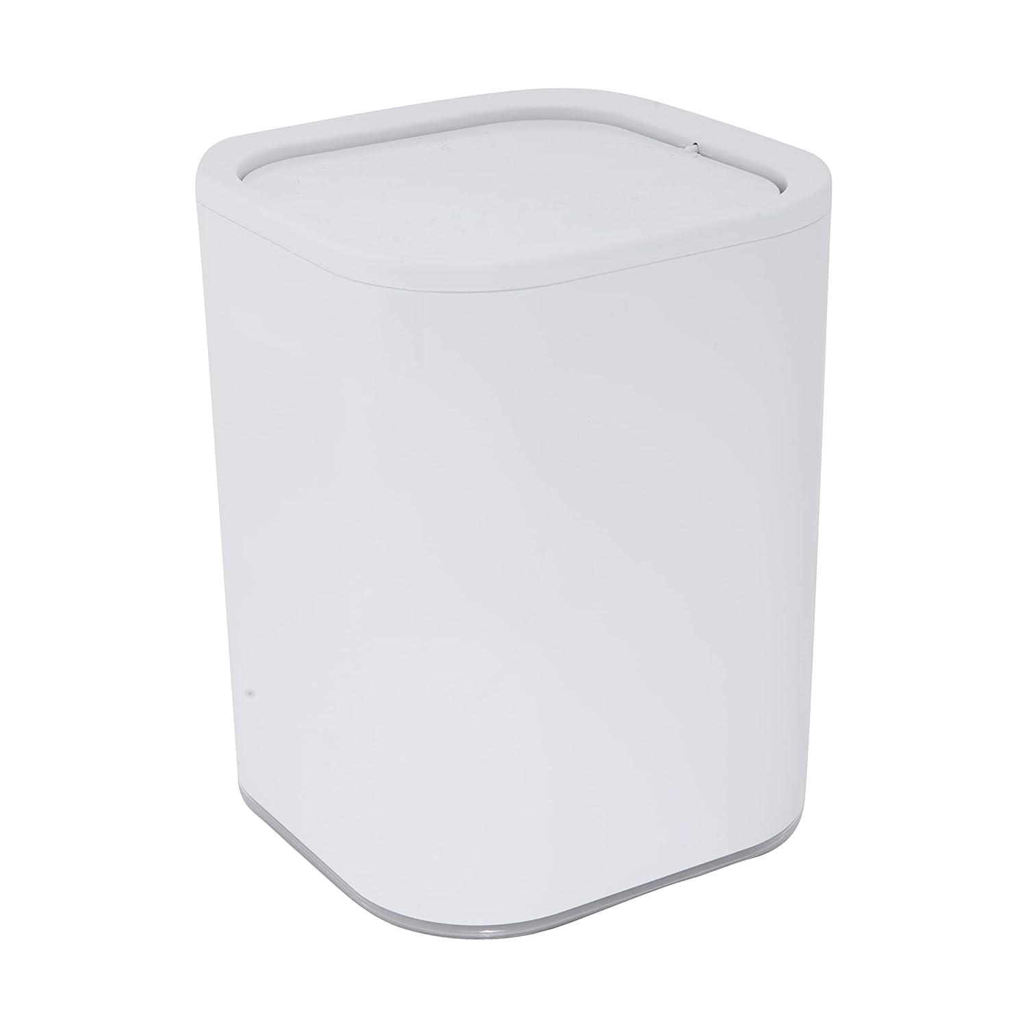 Acrylic Square with Rounded Edges Bathroom Waste Basket White - Bath Bliss