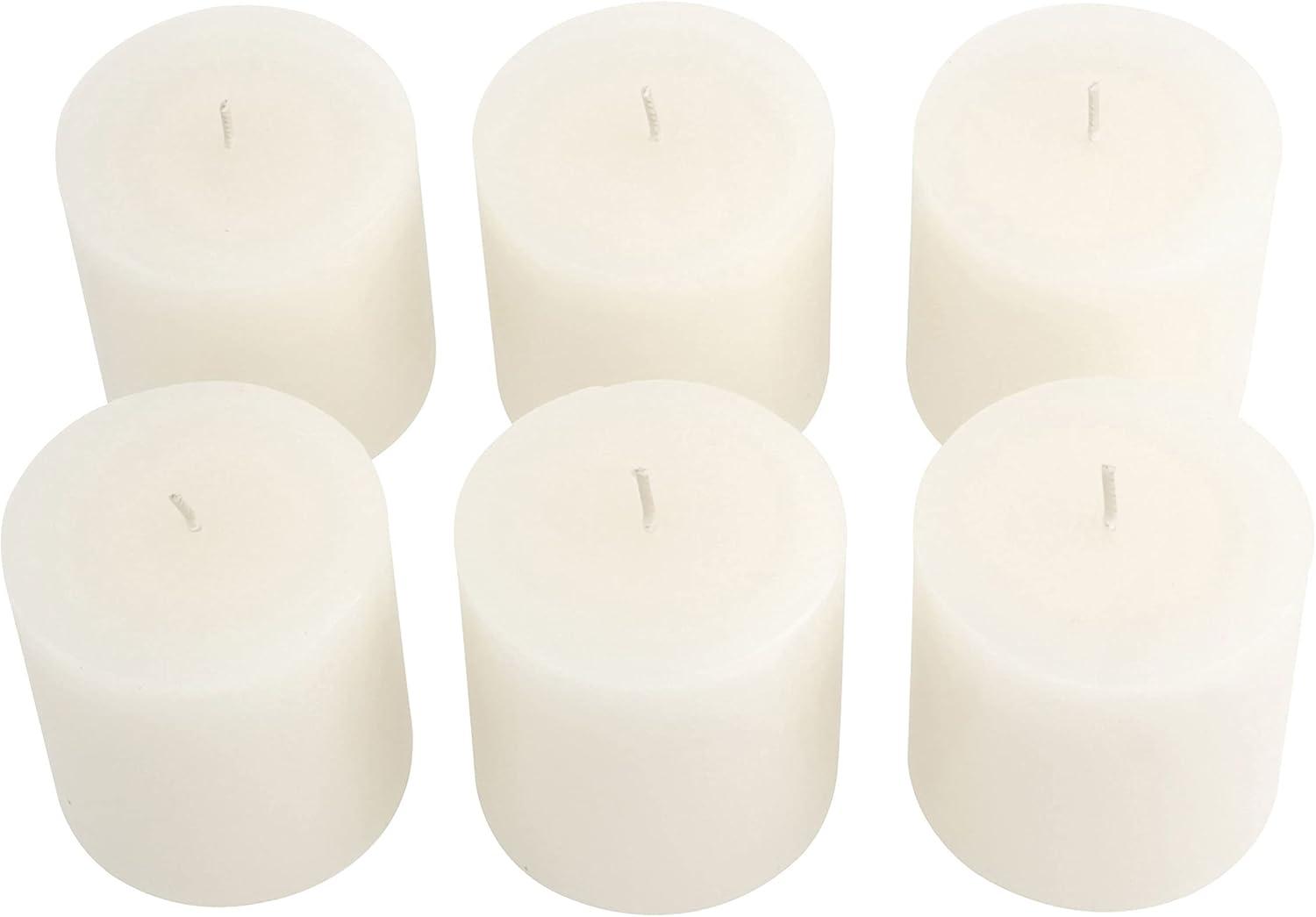 3"x3" 6pk Unscented Flat top Smooth Pillar Candles White - Stonebriar Collection: Machine-Poured, 40hr Burn Time, Cotton Wick
