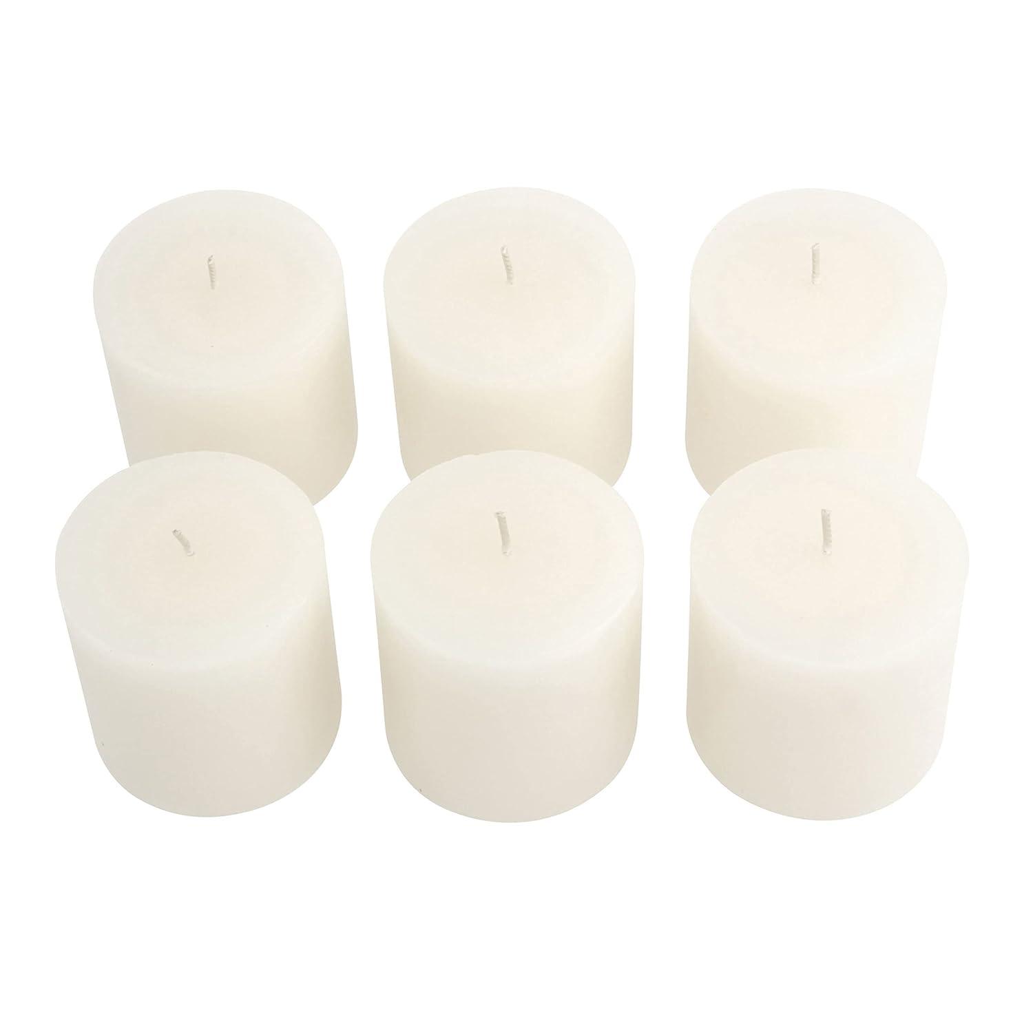 3"x3" 6pk Unscented Flat top Smooth Pillar Candles White - Stonebriar Collection: Machine-Poured, 40hr Burn Time, Cotton Wick
