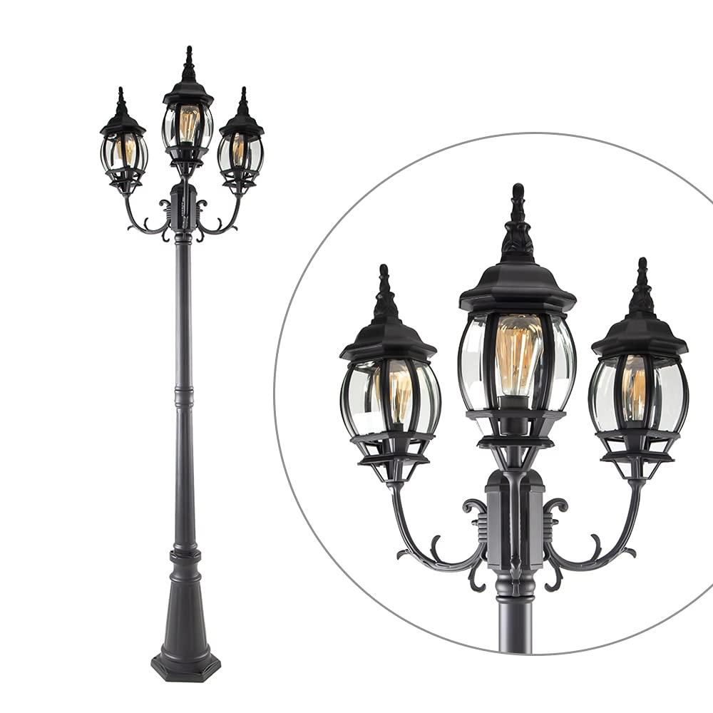 Lutec 94" 3-Head Black Outdoor Post Light - 22.05 x 93.7 x 19.6