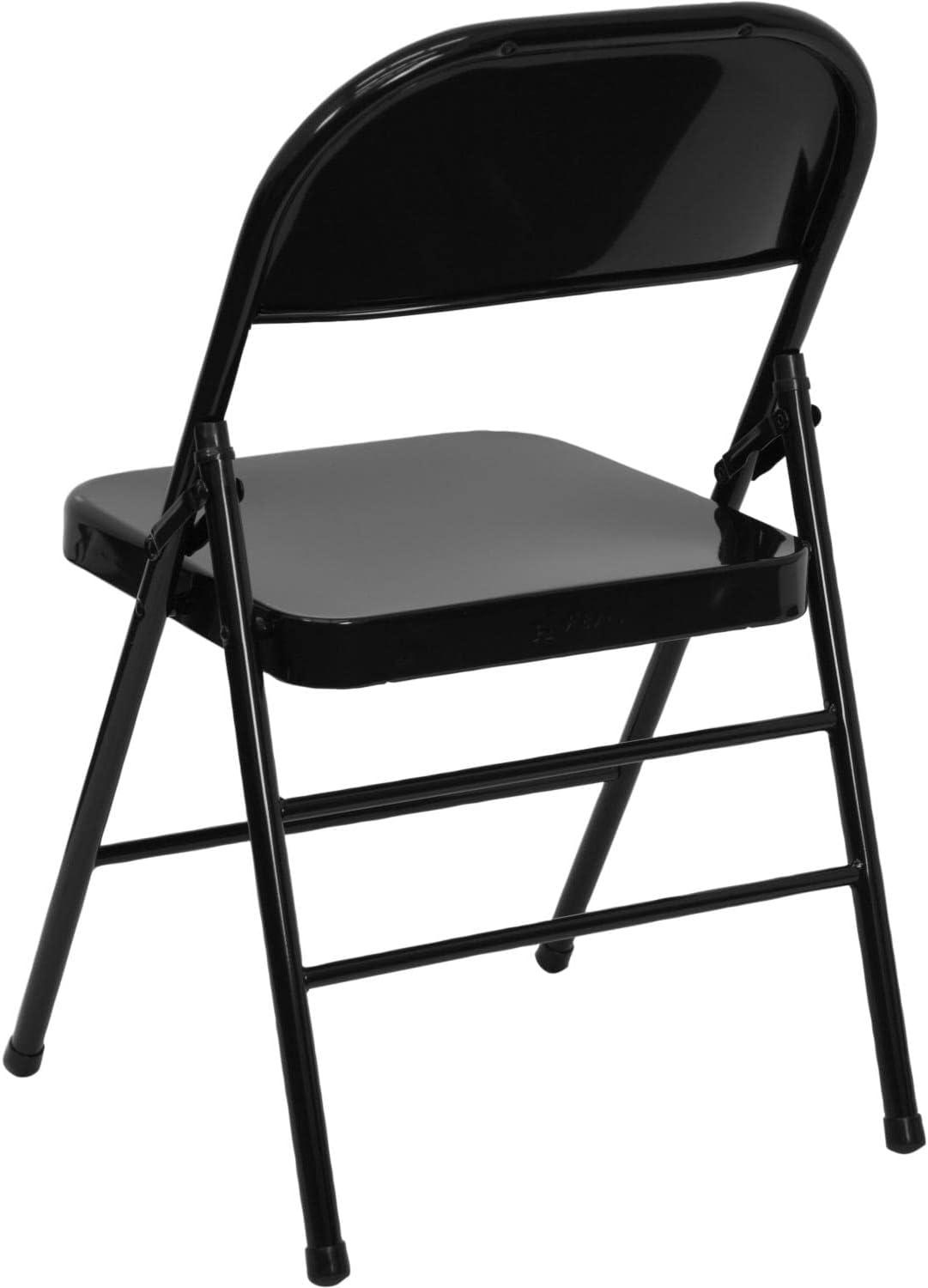 Flash Furniture 2 Pack HERCULES Series Triple Braced & Double Hinged Black Metal Folding Chair