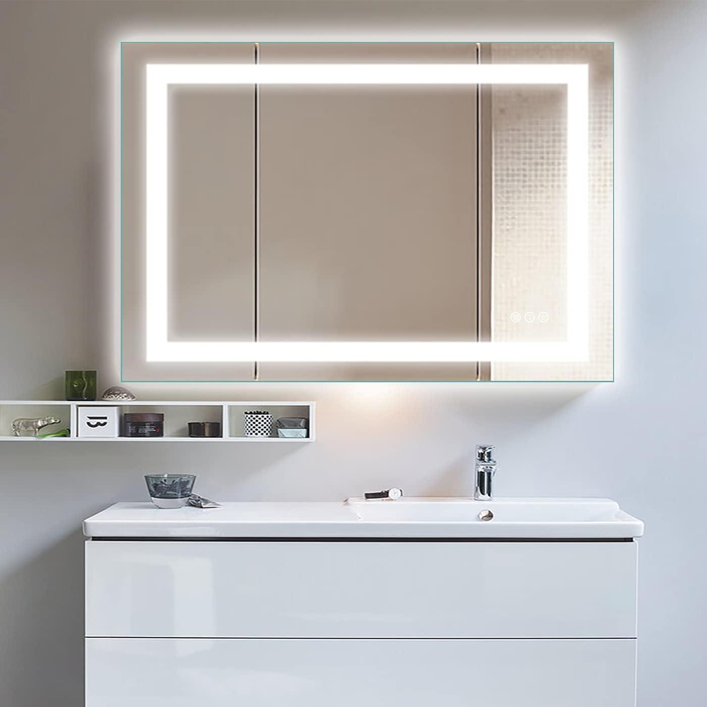 Amorho 40" x 32" LED Backlit Anti-Fog Bathroom Mirror