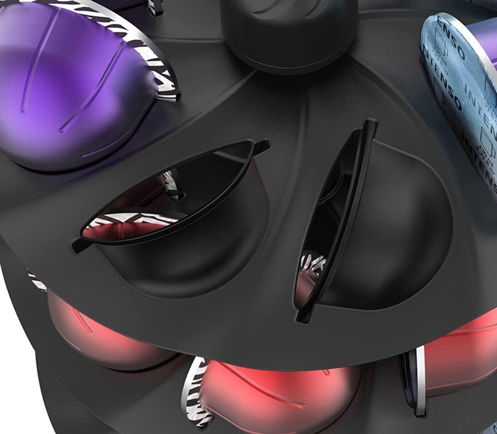 APPENIN WINTER PARK CORP Rotary Coffee Pod Capsules Carousel Holder Organizer Compatible With 40 Nespresso Vertuoline Capsules (Black)