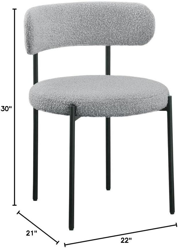 Meridian Furniture Beacon Grey Boucle Fabric Dining Chair