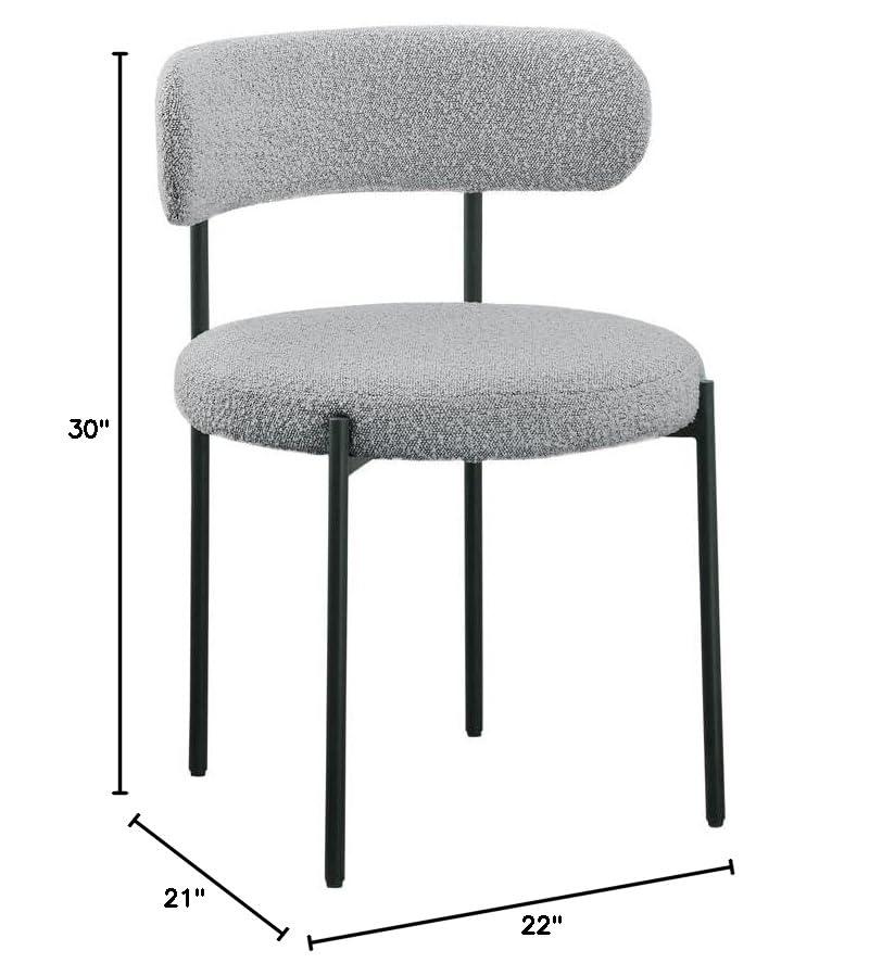 Meridian Furniture Beacon Silla de Comedor de Tela Boucle Gris