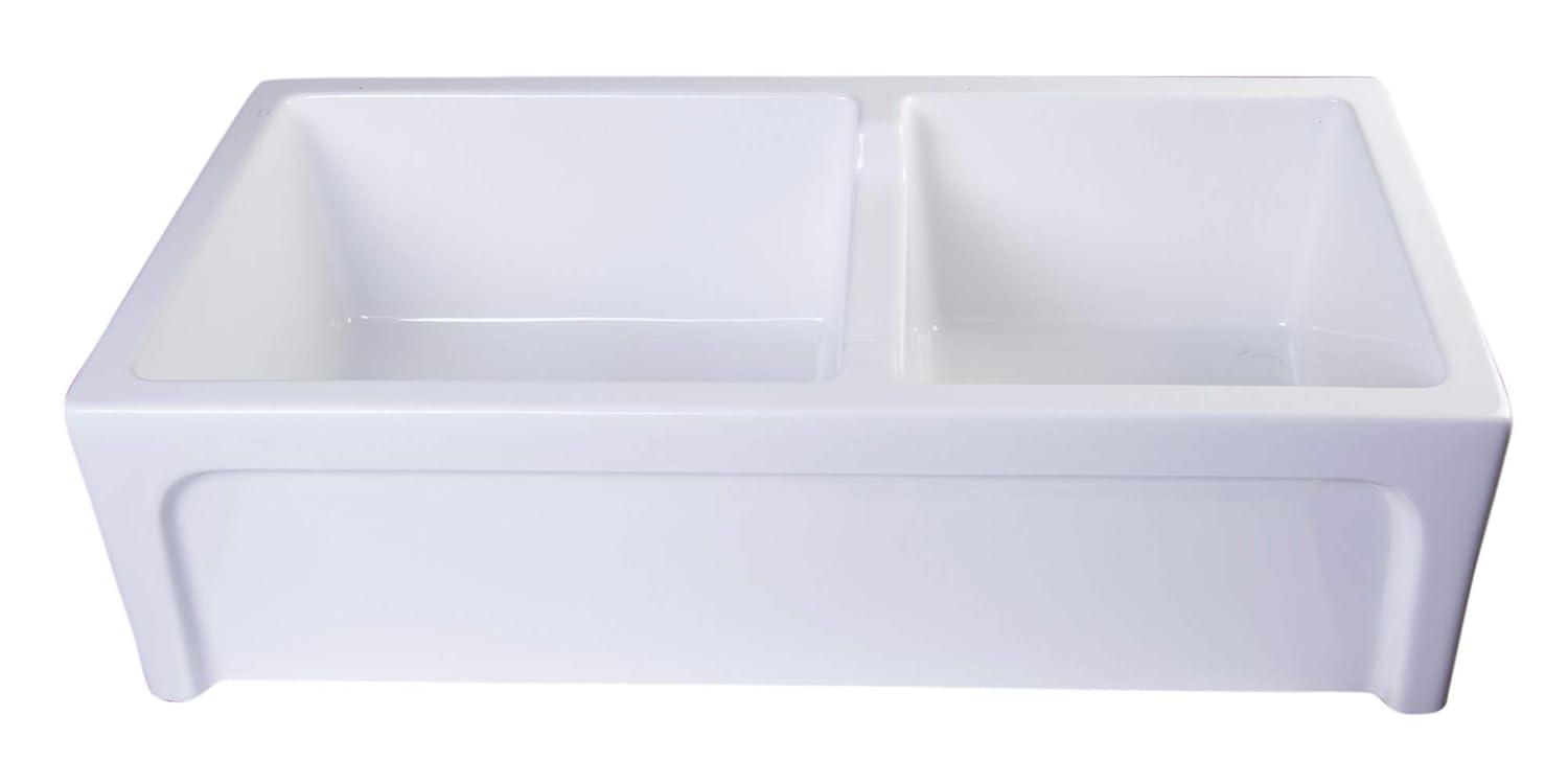 36'' L Farmhouse / Apron Double Bowl Fireclay Kitchen Sink