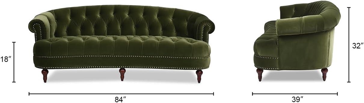 Jennifer Taylor Home La Rosa 84" Victorian Chesterfield Living Room Tufted Sofa Couch, Olive Green