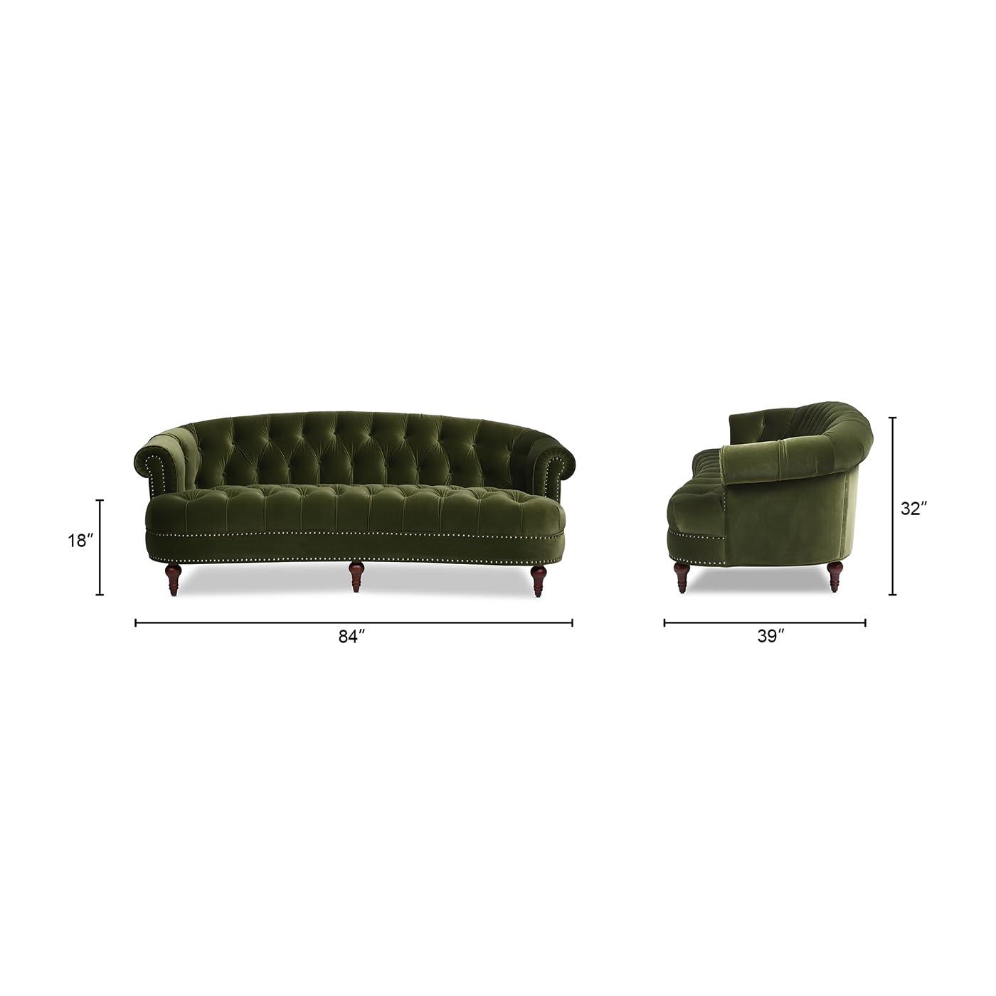Olive Green Velvet Chesterfield Sofa with Nailhead Trim