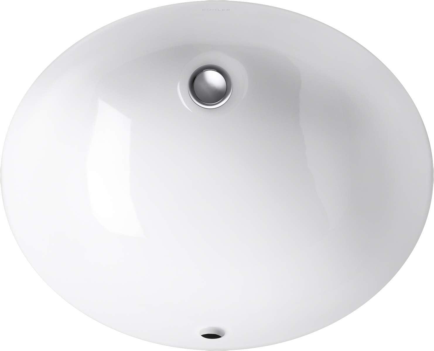 White Ceramic Oval Undermount Bathroom Sink