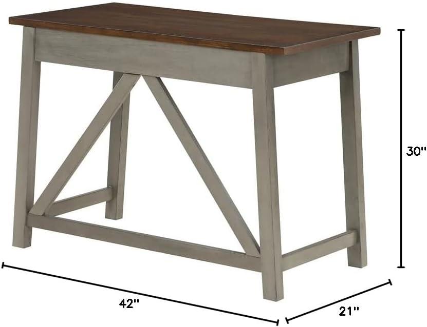 Milford Rustic Writing Desk w/ Drawers in Slate Gray Engineered Wood