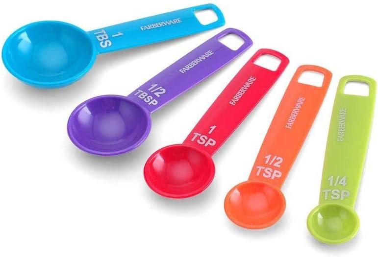 Farberware Measuring Spoons, Durable Plastic, Set of 5, Multicolored