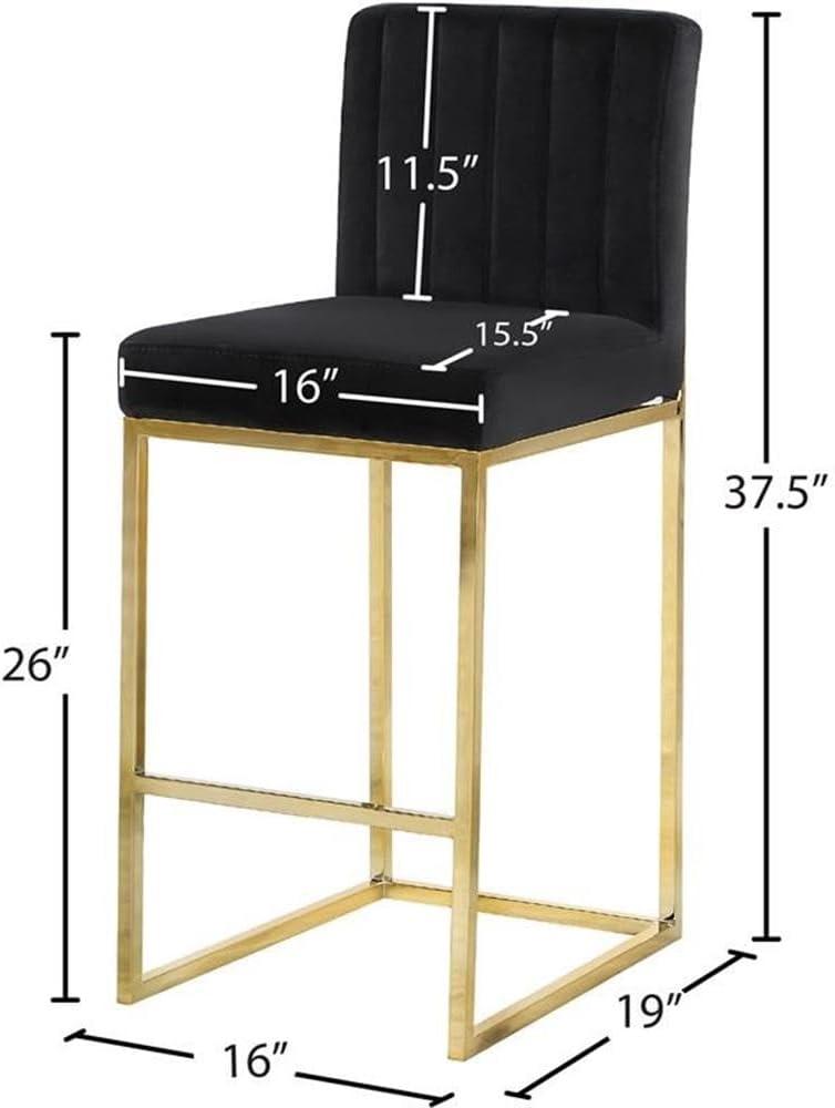 Meridian Furniture Giselle 26"H Velvet Counter Stool in Black