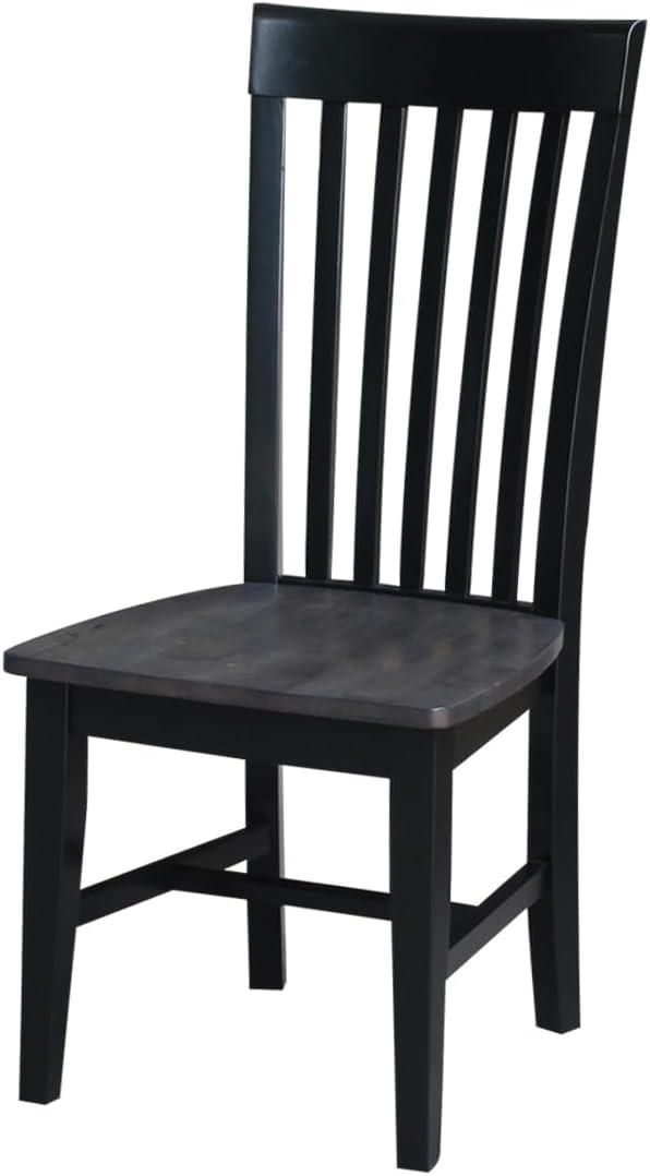 Cosmo High Slat-Back Solid Wood Side Chair in Coal Black