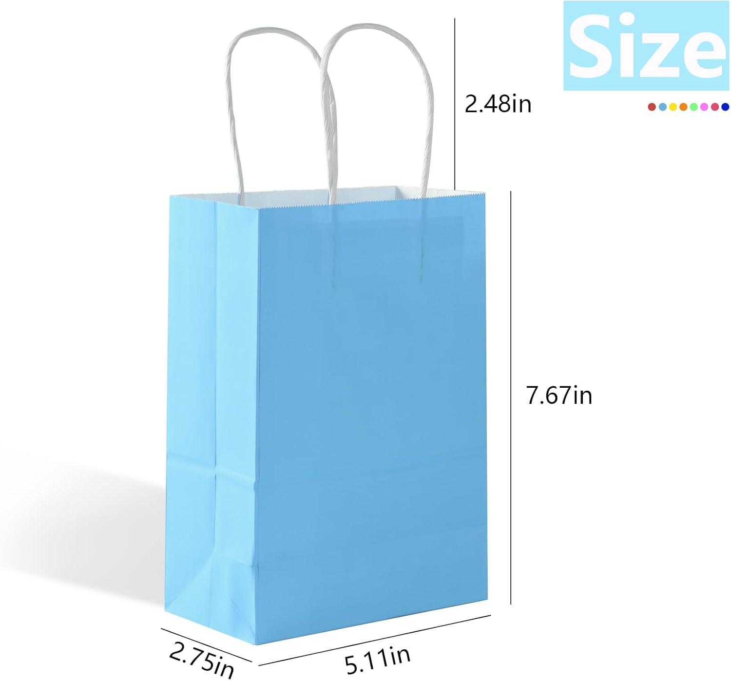 BagDream 24 Pack Rainbow Gift Bags with Handles, 6 Colors Small Party Favor Bag Goodie Bags for Kids Birthday, Party Favors, Birthdays & Celebrations, 5.25x3.75x8"