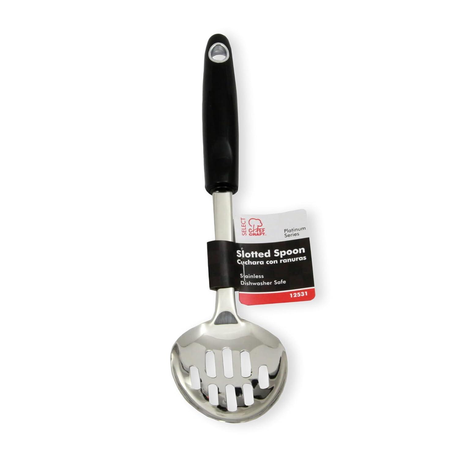 Chef Craft Heavy Duty Slotted Spoon, 12 inch, Stainless Steel
