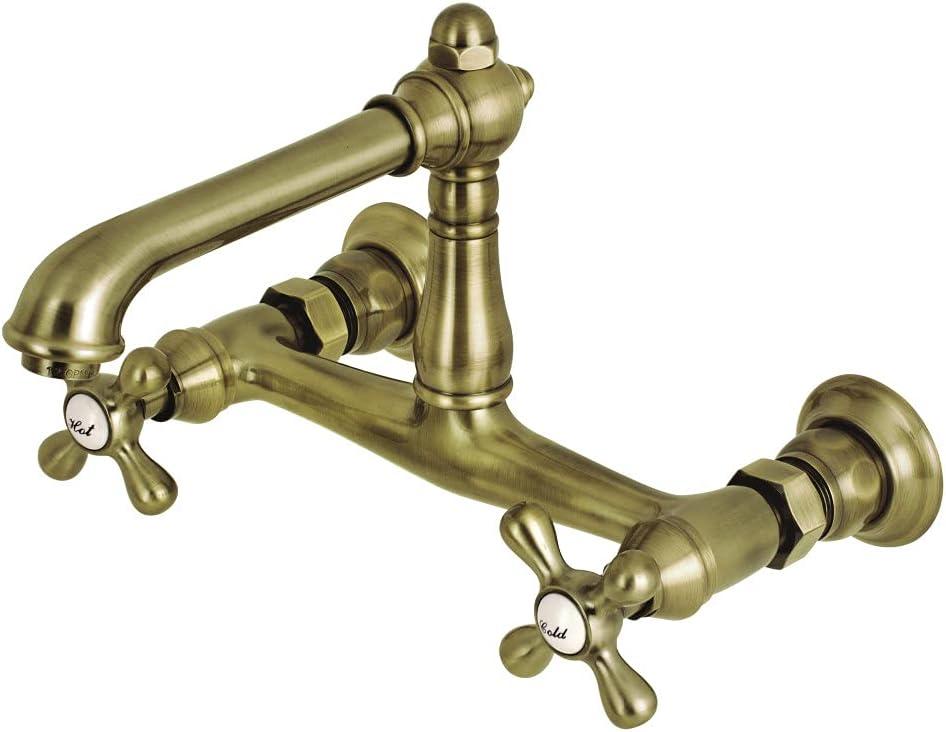 Kingston Brass English Country Two-Handle 2-Hole Wall Mount Bathroom Faucet