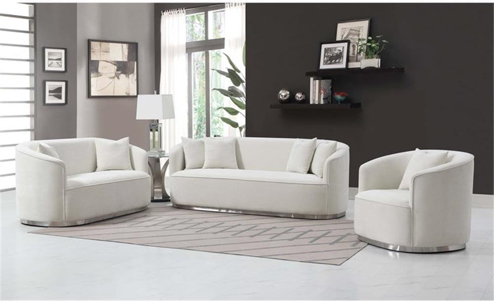 Acme Furniture 64" Odette Sofa Beige Chenille : Classic Loveseat, 2 Pillows, No Assembly Required