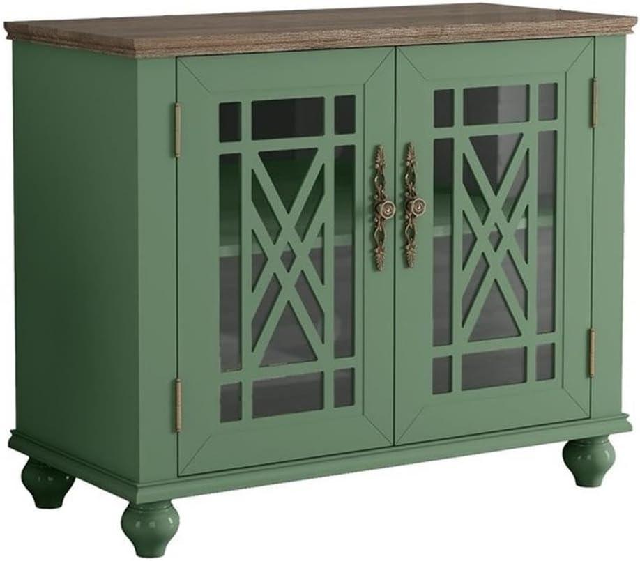 LIVILAND 38" Vintage Style Wood Kitchen Accent Buffet Sideboard Cabinet - Green