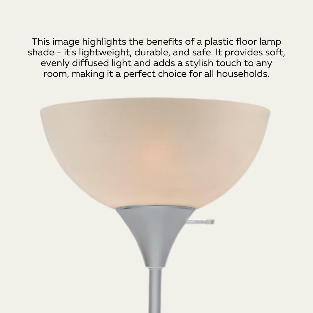 LIGHTACCENTS Stand Up Floor Lamp in Silver- Modern Corner Light with White Opal Bowl Shade - Susan Design, Ideal for Living Room or Office, 72" Tall, 150-watt - Chic Living Room Floor Lamp Silver