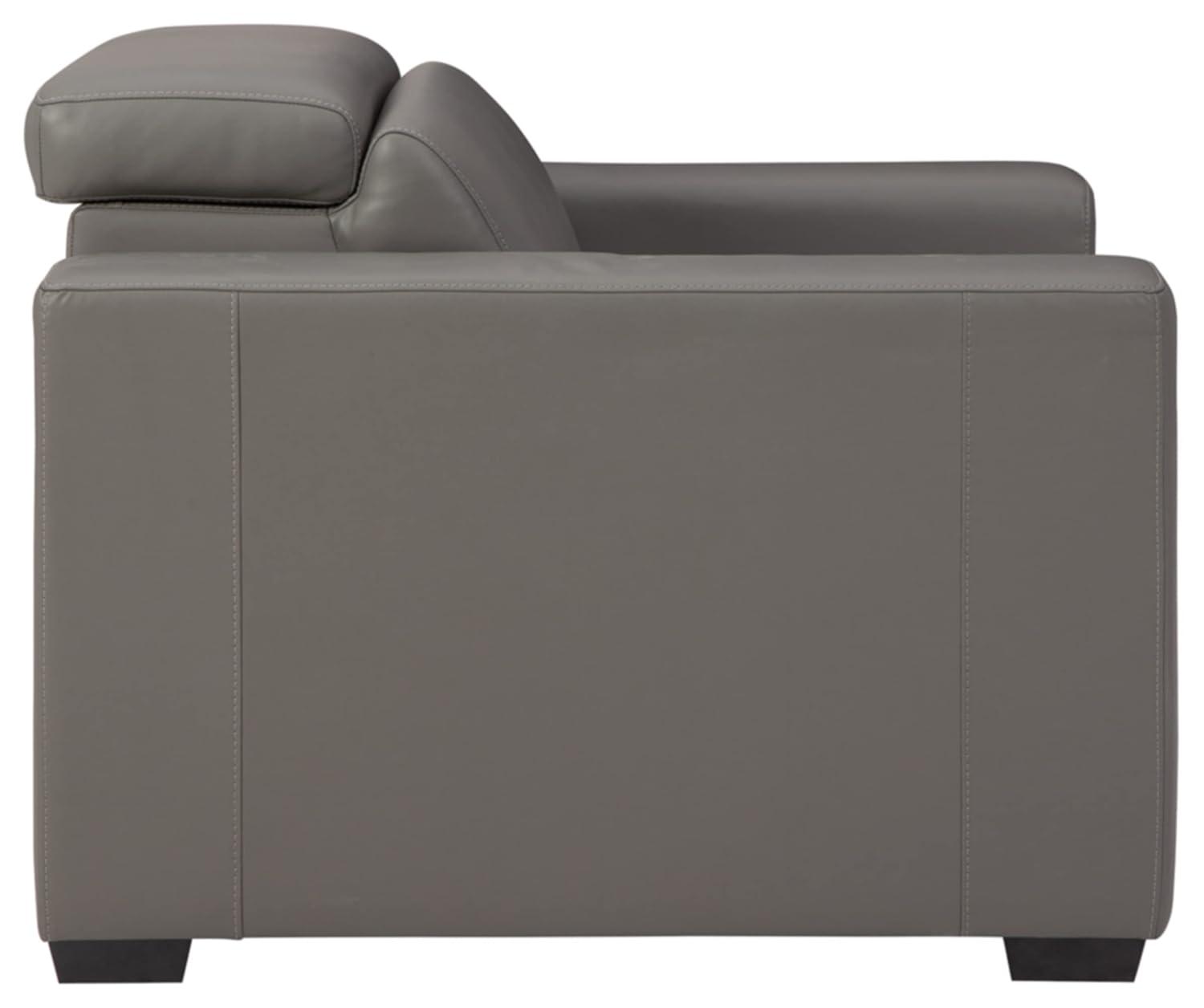 Signature Design by Ashley Texline Leather Power Recliner with Headrest in Gray