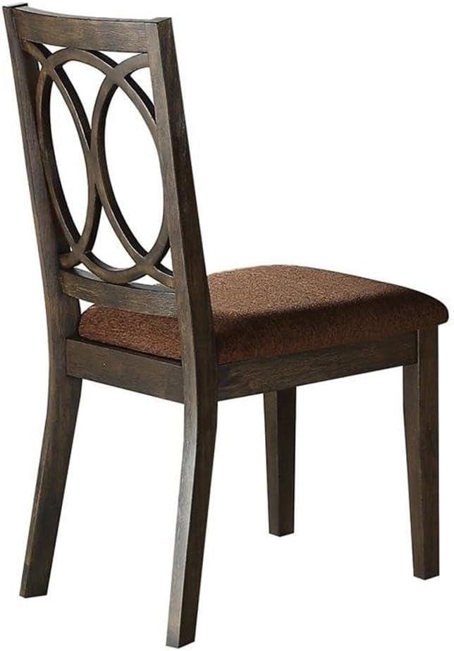 Set of 2 19" Jameson Dining Chairs Brown Fabric/Espresso - Acme Furniture: Upholstered, Traditional Design, Wood Frame