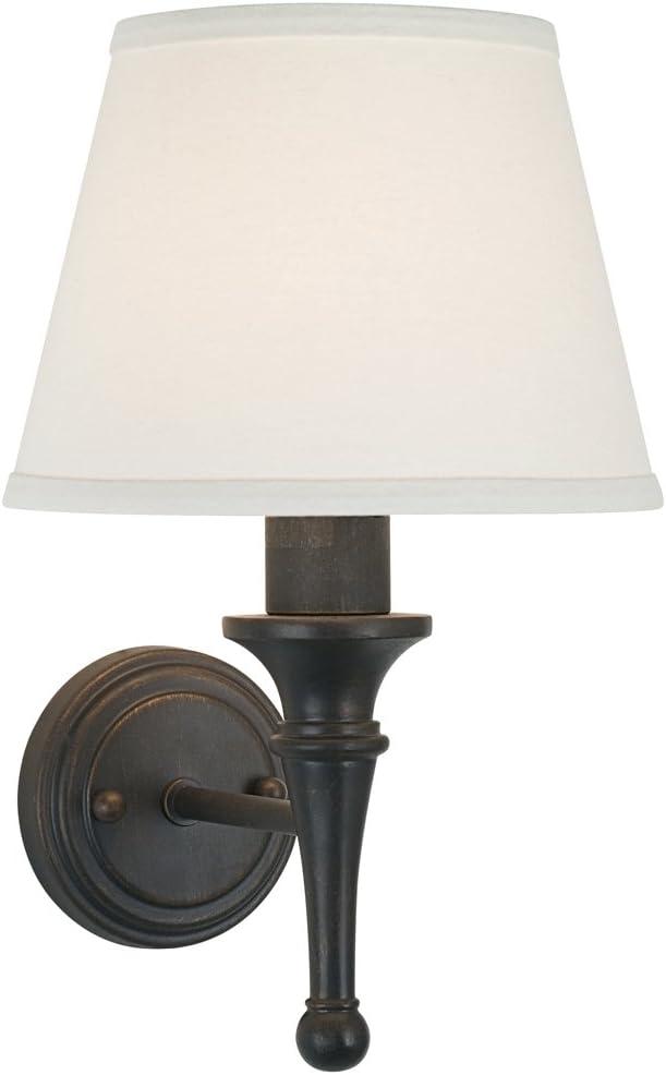 Regency Hill Braidy Farmhouse Rustic Wall Lamp with Cord Cover Bronze Metal Plug-in 7" Light Fixture Ivory Empire Shade for Bedroom Bathroom Vanity