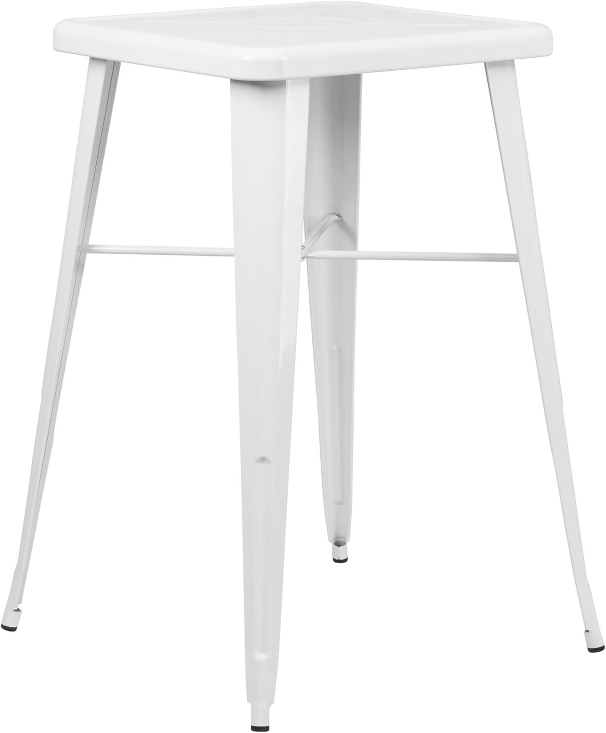 Flash Furniture Commercial Grade 23.75" Square White Metal Indoor-Outdoor Bar Height Table