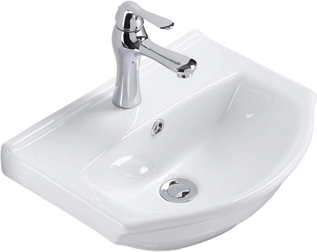 Arc 17.75" White Ceramic Wall-Mount Vessel Sink with Reno-Gloss Finish