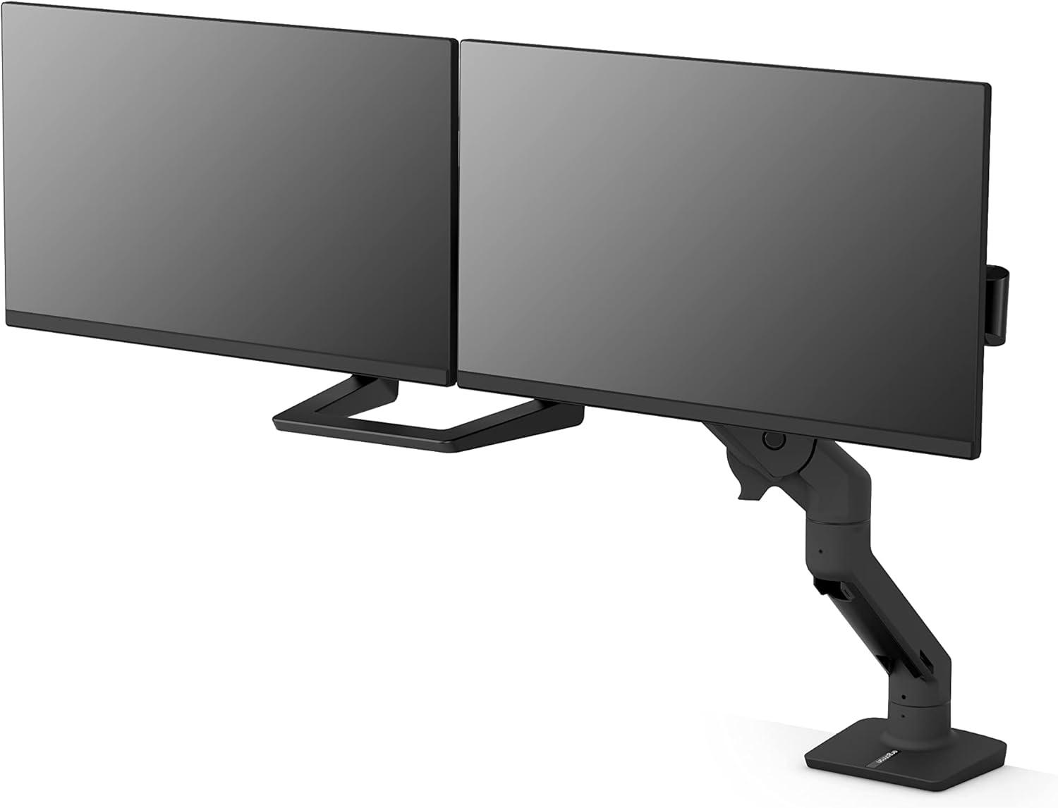 Matte Black Dual Monitor Desk Mount with Full Motion