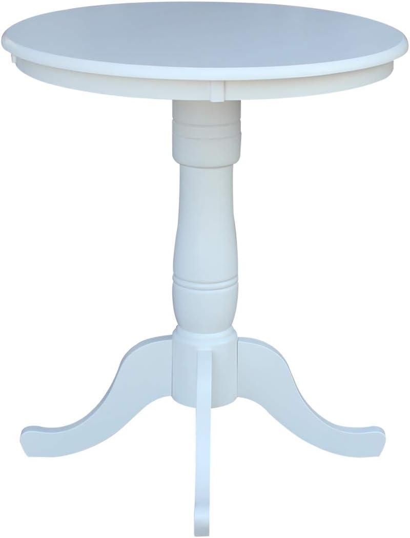 30" Round Top Pedestal Counter Table White – International Concepts: Solid Wood, Kitchen Furniture