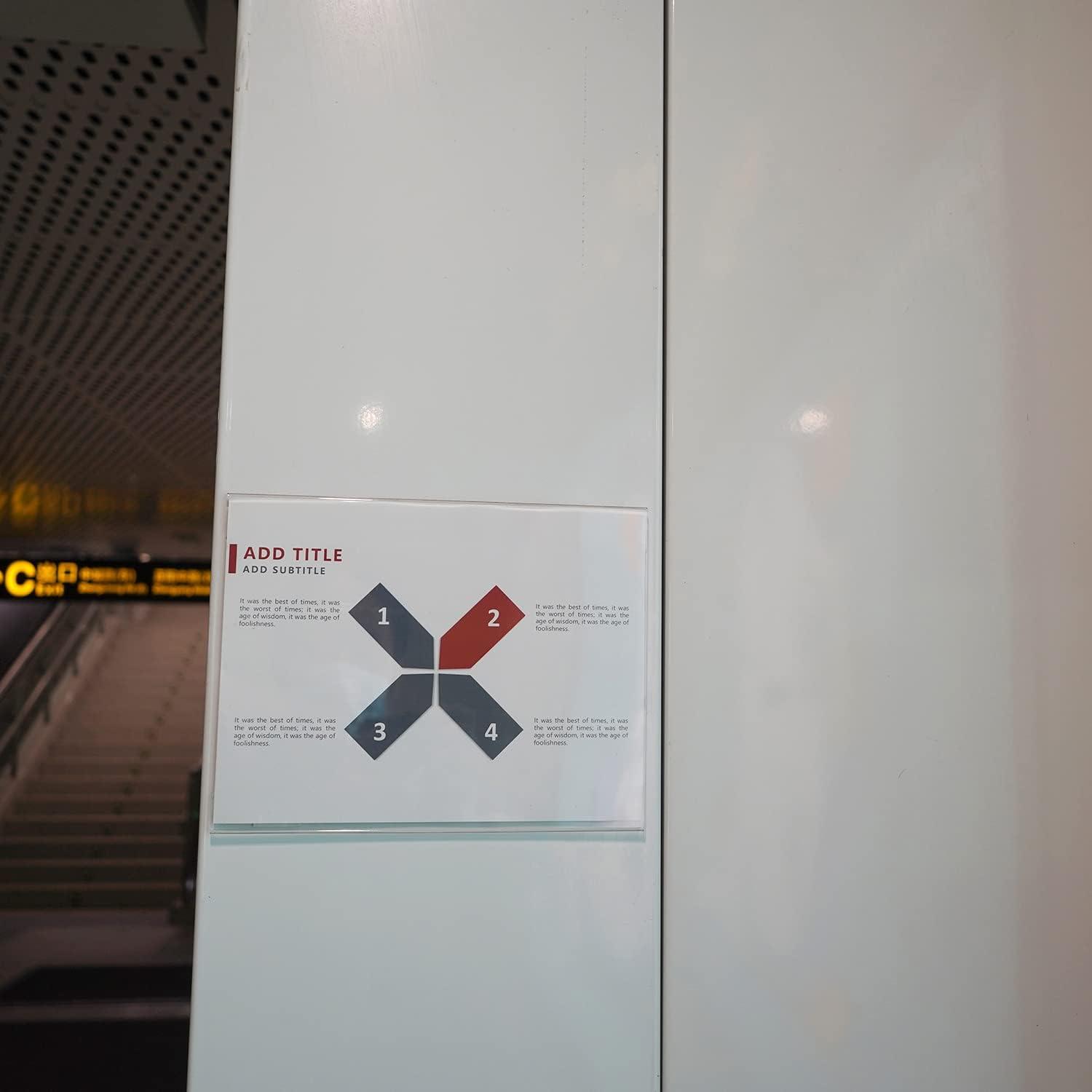 Lesnlok 6 Pack 3" x 5"inch Acrylic Sign Holder Wall Mount Sign Holders Clear Acrylic Frame with 3M Tape Adhesive Clear Poster Frames Plastic Sign Holder (Please remove the protective film before use)