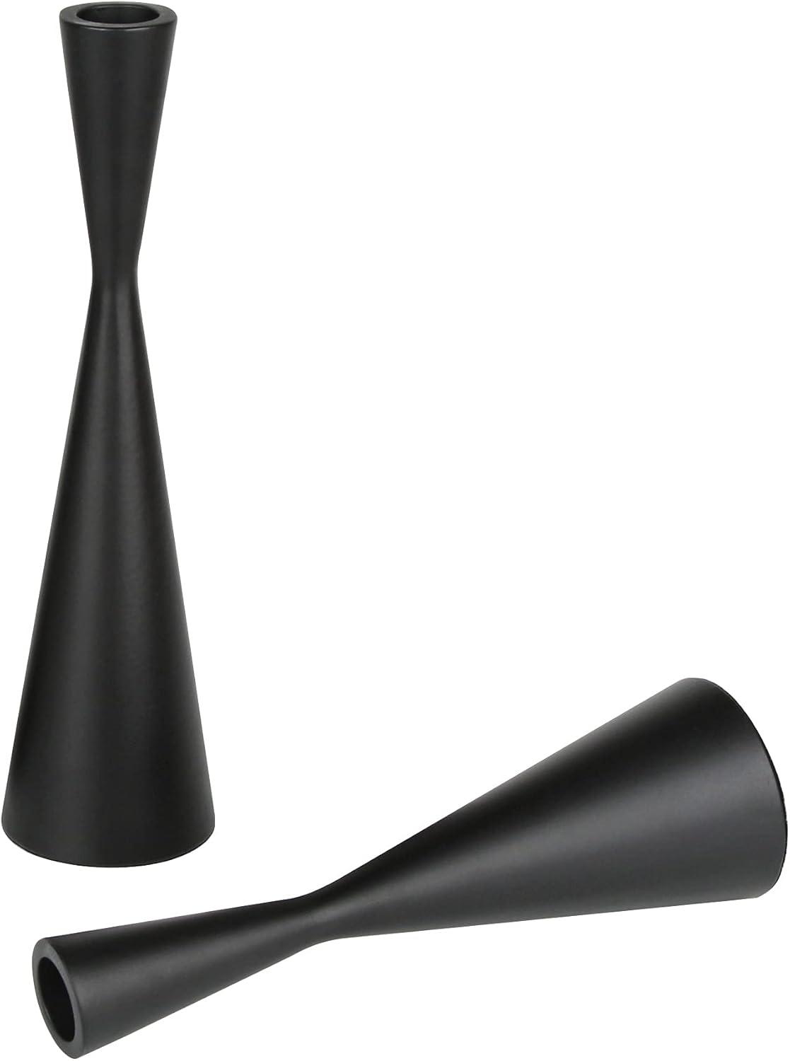 Matte Black Iron Taper Candlestick Holders Set of 2