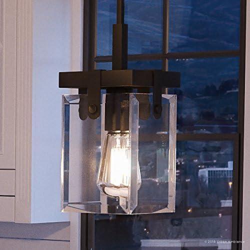 Urban Ambiance Luxury Mid-Century Modern Pendant, Size: 11-7/8"H x 6-1/2"W, with Luxe Style Elements, Olde Bronze Finish and Clear Shade, UHP2446