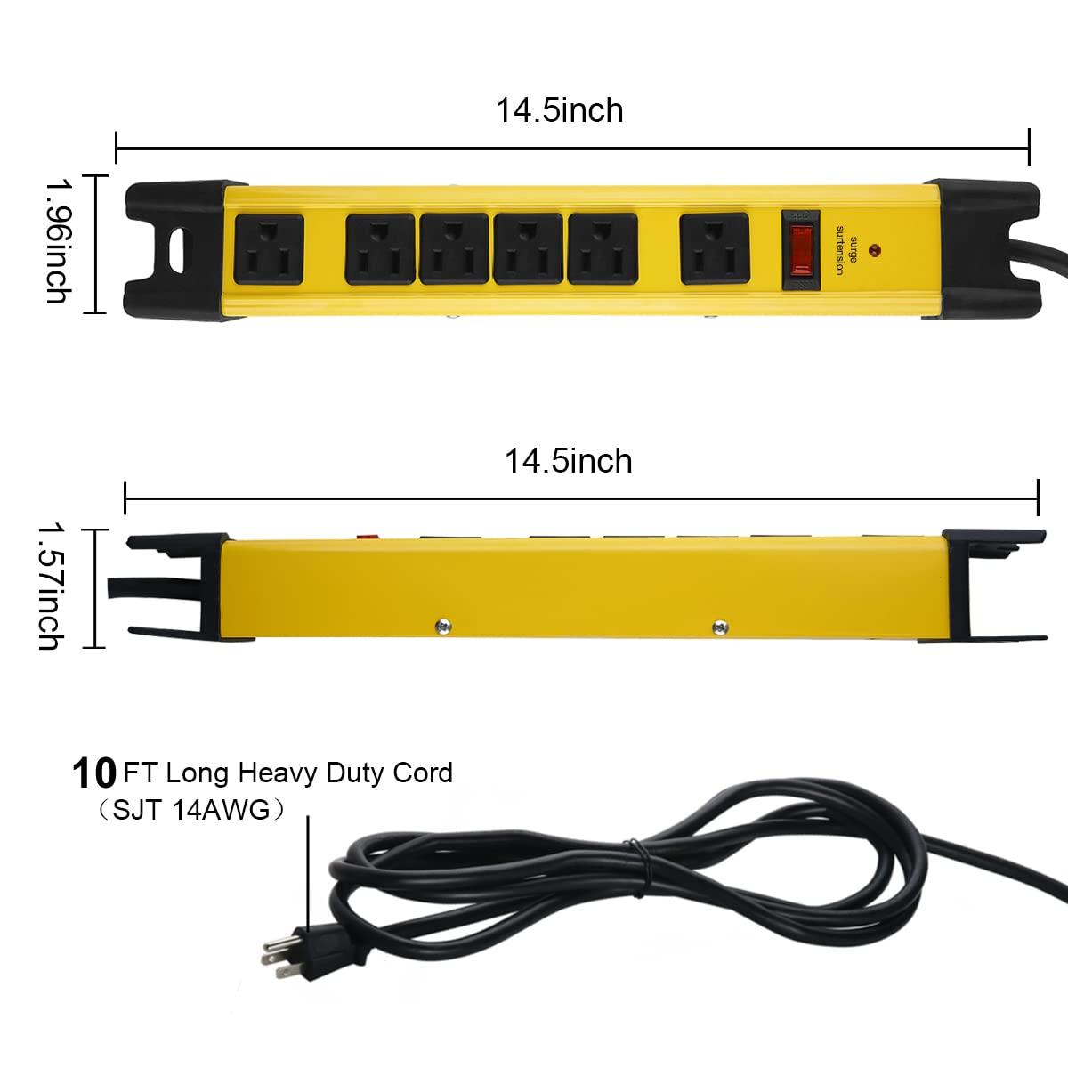 Strongway 6-Outlet Steel Power Strip, 14/3 Ga., 15 Amps