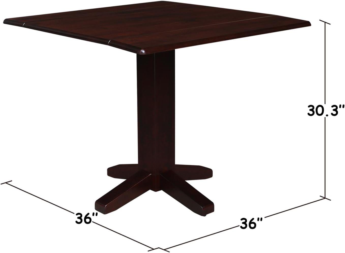 36" Sanders Square Dual Dining Table Rich Mocha - International Concepts: Solid Wood, 4-Seater Kitchen Table