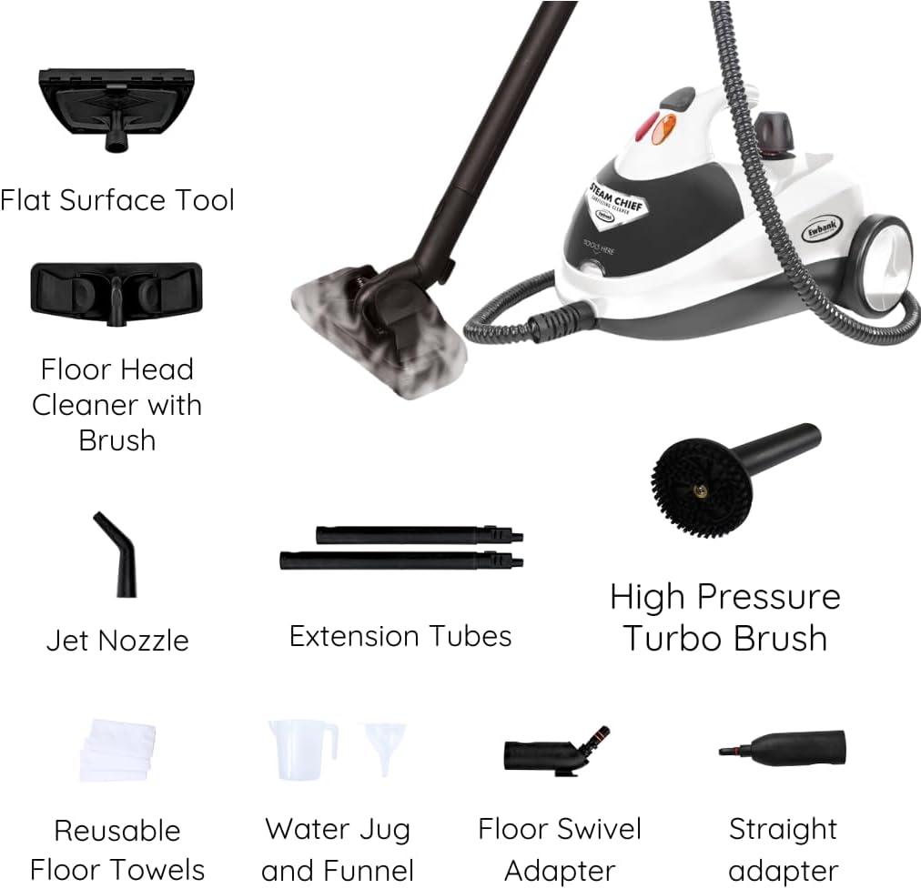 Steam Chief 1800 Watt Steam Cleaner and Portable Sanitizer with Attachments