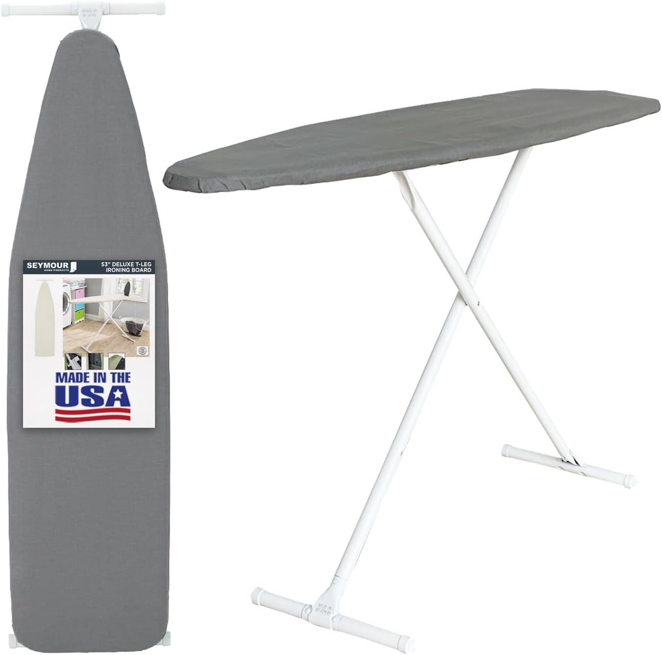 Full Size Grey Ironing Board with Steel T-Legs and Cover