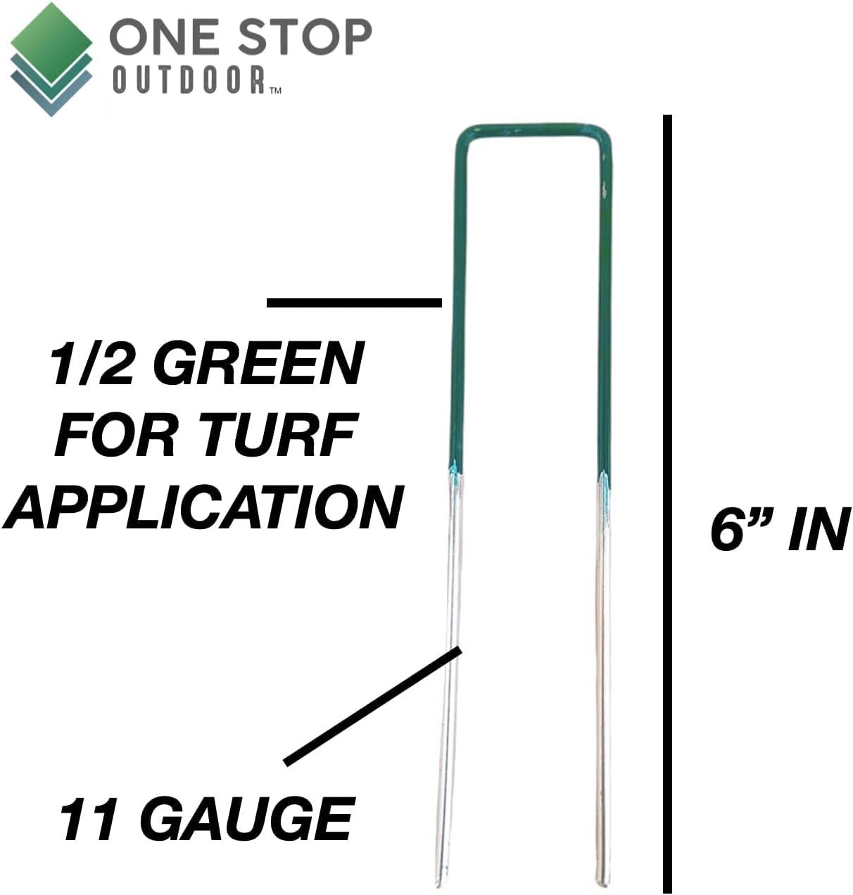 50-Pack Green TOP, 6 Inch Garden Stakes, Landscape Staples, U-Type Turf Stake for Artificial Grass, Rust Proof Sod Pin for Securing Fences Weed Barrier Fabric Outdoor Wires Tents & Tarps